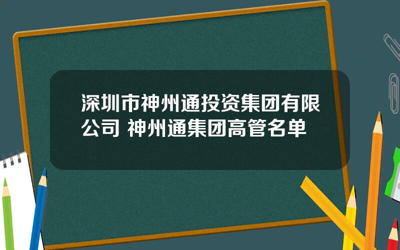 深圳市神州通投资集团有限公司 神州通集团高管名单